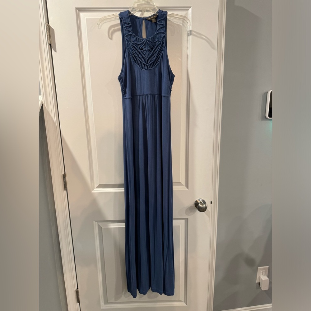 Tommy Bahama Navy Blue Maxi Dress with Crochet Yoke